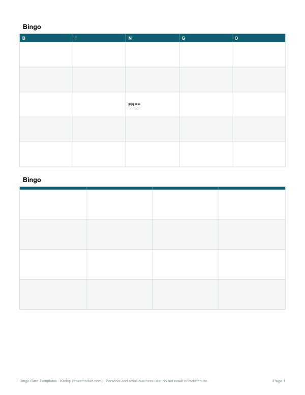 Preview of Printable Bingo Card Template